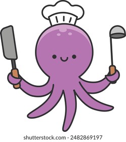 Cute octopus cartoon vector illustration