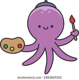 Cute octopus cartoon vector illustration