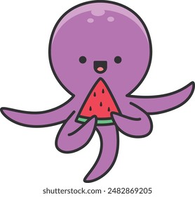 Cute octopus cartoon vector illustration