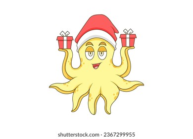 Cute Octopus Character Design Illustration