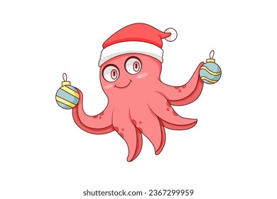 Cute Octopus Character Design Illustration