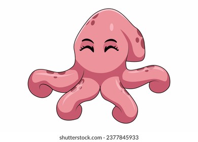 Cute Octopus Character Design Illustration