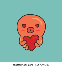 cute octopus character icon template colorful vector