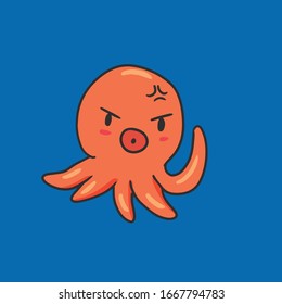 cute octopus character icon template colorful vector