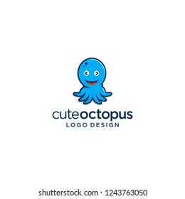 cute octopus character logo vector