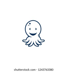 cute octopus character logo vector