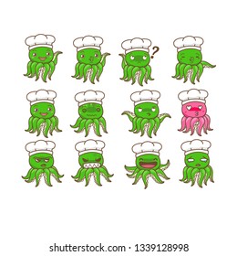  cute octopus chef set, emotion of octopus