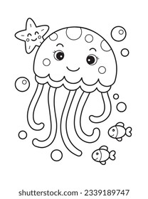 Cute Octopus coloring page illustration