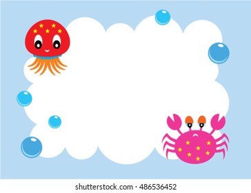 cute octopus and crab message card