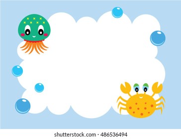 cute octopus and crab message card