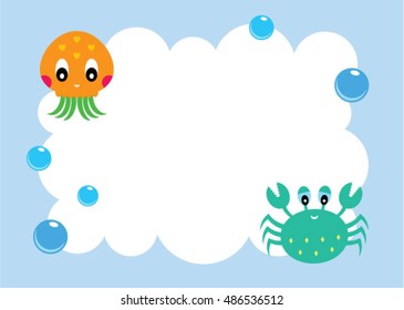 cute octopus and crab message card