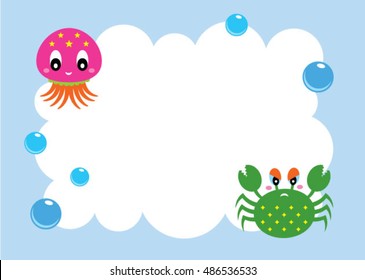 cute octopus and crab message card
