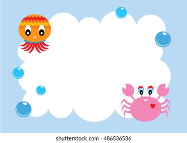 cute octopus and crab message card