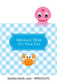 cute octopus and crab message card