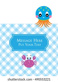 cute octopus and crab message card