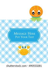 cute octopus and crab message card