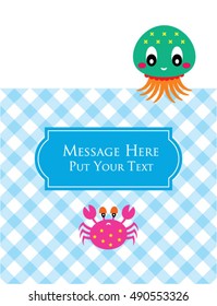 cute octopus and crab message card