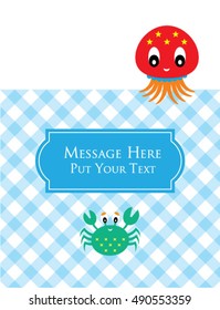 cute octopus and crab message card
