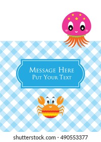 cute octopus and crab message card