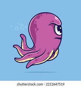 Cute octopus with fierce expression cartoon vector