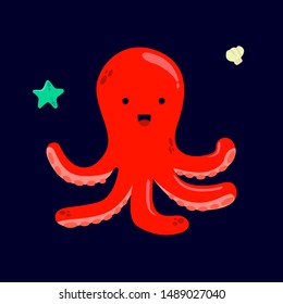 cute octopus flat vector illustration cartoon character