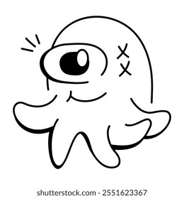 Cute octopus hand drawn style icon 

