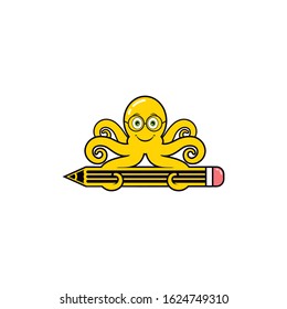 cute octopus holding a pencil, suitable for education