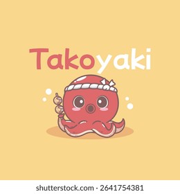 Cute octopus holding takoyaki, logo design
