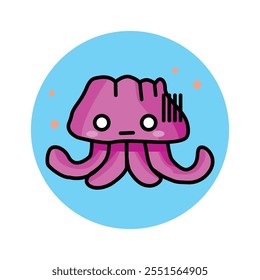 Cute Octopus icon image, can be used as flat icon logo ilustration, material for avatars, applications, web design, and others.