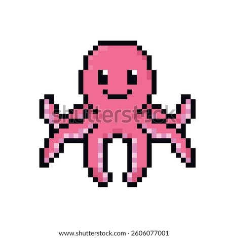 cute octopus icon pixel art