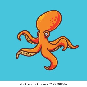 cute octopus idle. isolated cartoon animal nature illustration. Flat Style Sticker Icon Design Premium Logo vector. Mascot Character