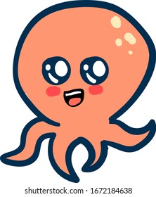 Pulpo, ilustración, vector sobre fondo blanco.