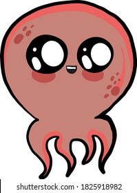 Cute octopus, illustration, vector on white background