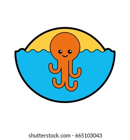 cute octopus isolated icon