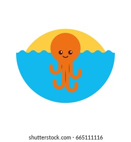 cute octopus isolated icon