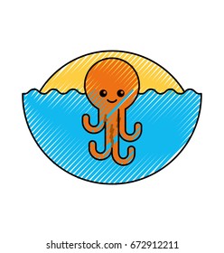 cute octopus isolated icon