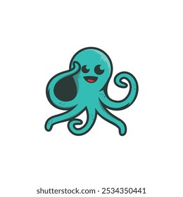 Cute octopus isolated on white background