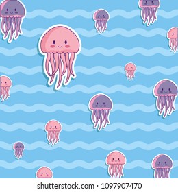 cute octopus and jellyfish background