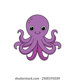 Cute octopus kawaii vector in bright colors, perfect for kids' decor and playful designs.