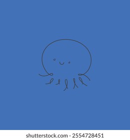 Cute Octopus line drawing flat vector design