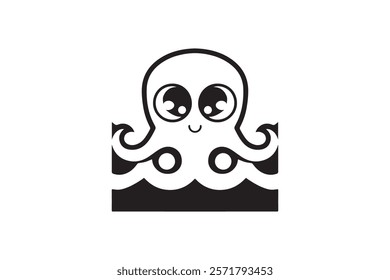 Cute Octopus Logo Design Template Vector Illustration