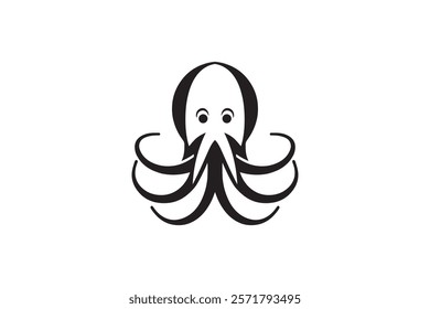 Cute Octopus Logo Design Template Vector Illustration