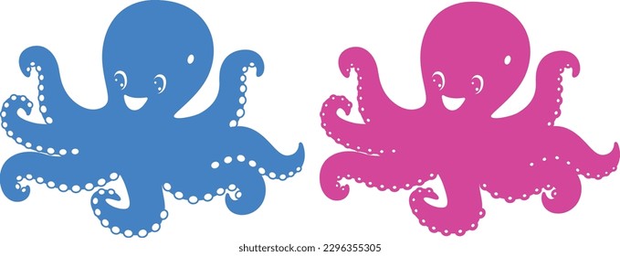 Cute Octopus Logo Vector Icon Symbol Template. Octopus Vector Illustration