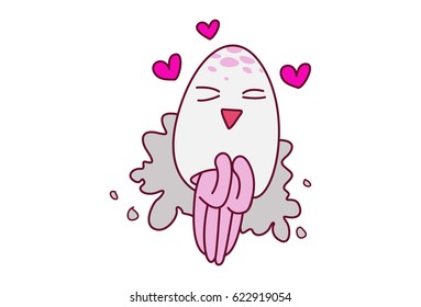 Cute Octopus in Love. Vector Illustration. Isolated on white background.