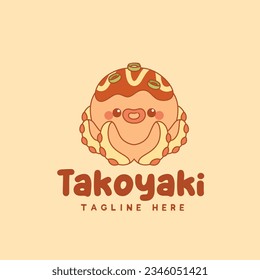 Cute octopus mascot character for takoyaki logo