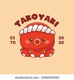 Cute octopus mascot character for takoyaki logo