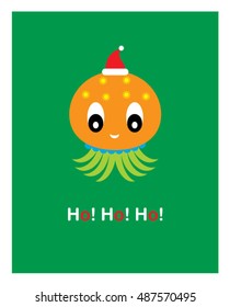 cute octopus merry christmas greeting card