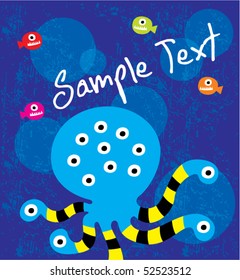 cute octopus monster doodle tag