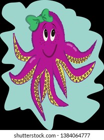 cute octopus on a blue background