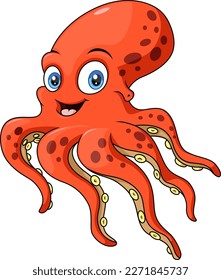 Cute octopus on white background